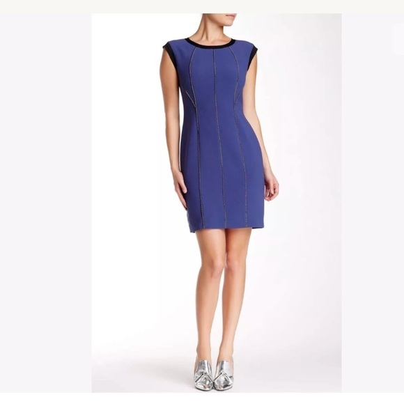 Rebecca Taylor Chain Detail Contrast Sheath Dress - Picture 1 of 3